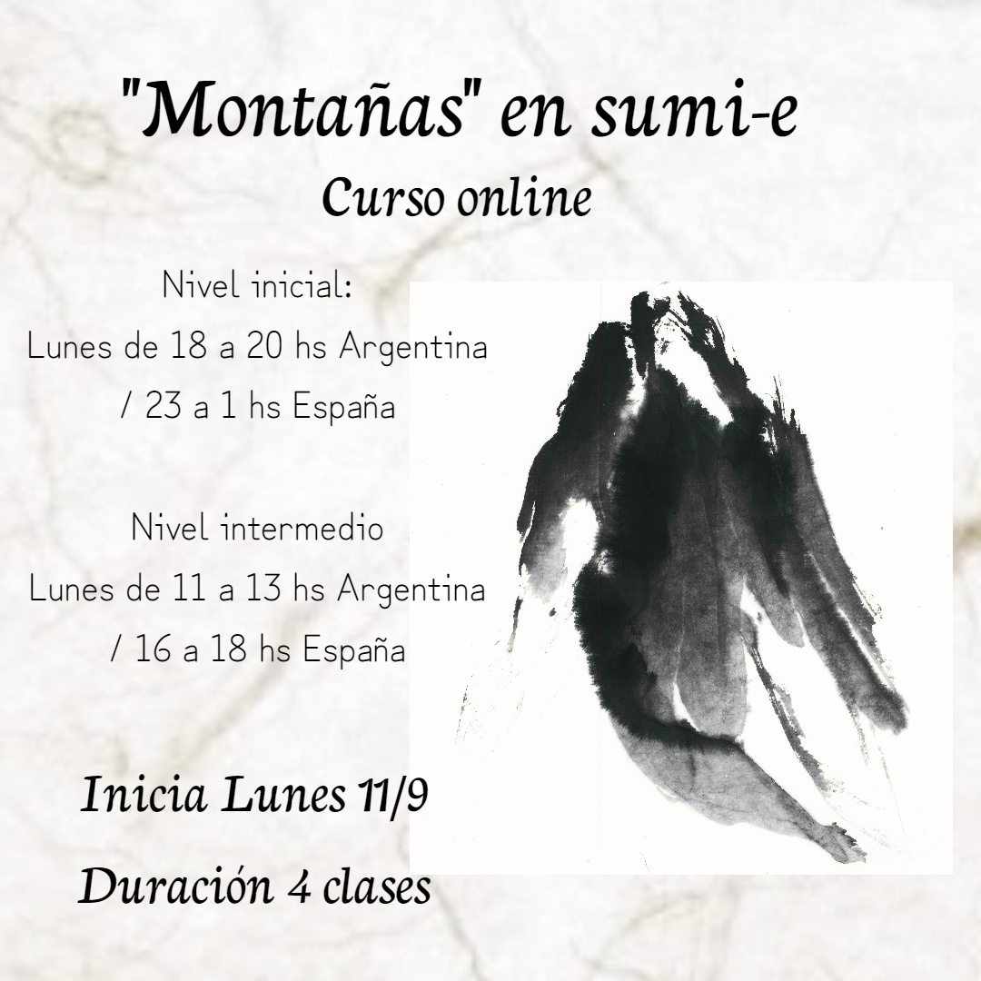 Flyer del curso Montañas en Sumi-e, nivel avanzado