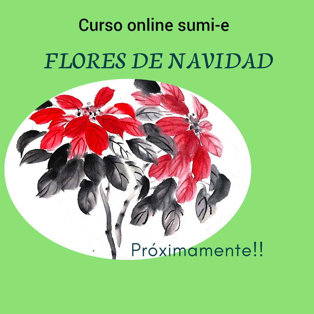 Flyer del curso Flores de Navidad en sumi-e