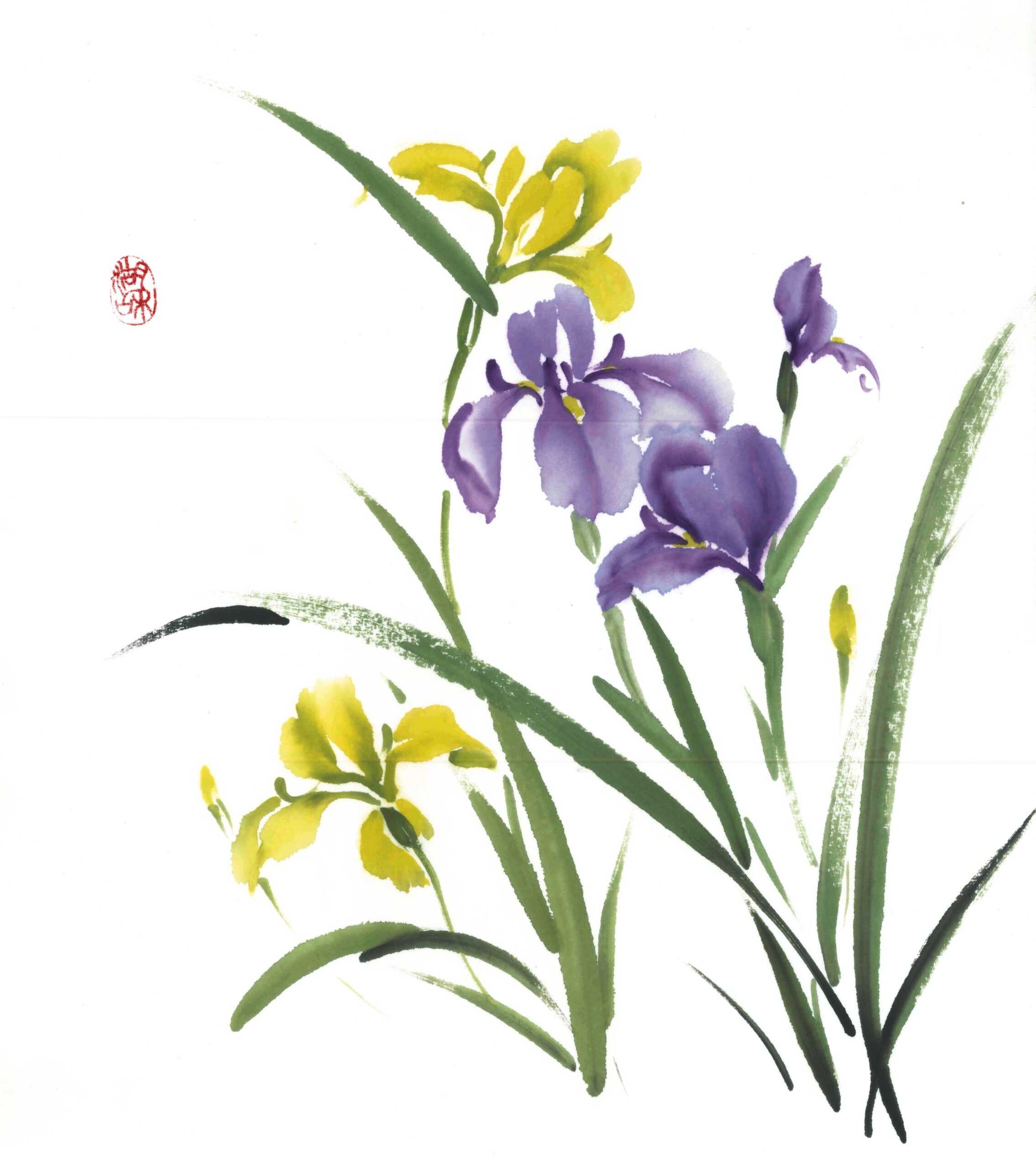 Pintura sumi-e de viento de agosto